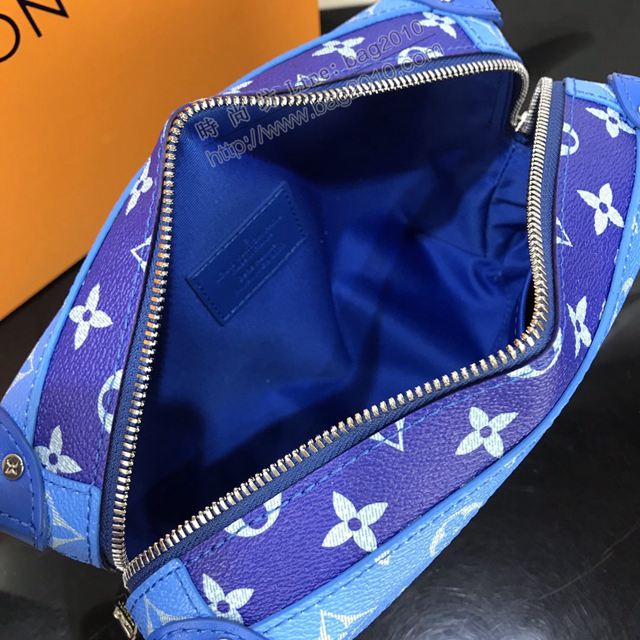 LV包 lv新款男包 M45430 SOFT TRUNK手袋 藍色Monogram花紋 LV男斜挎包  ydh3533